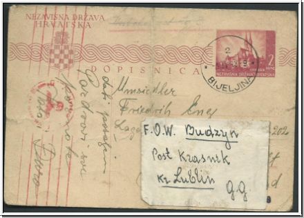 Postkarte  Kroatien/Zagreb 1943 Zensur    (2397)