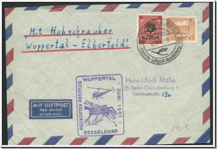 Helikopter Postflug  Wuppertal-Elberfeld 1951   (2398)