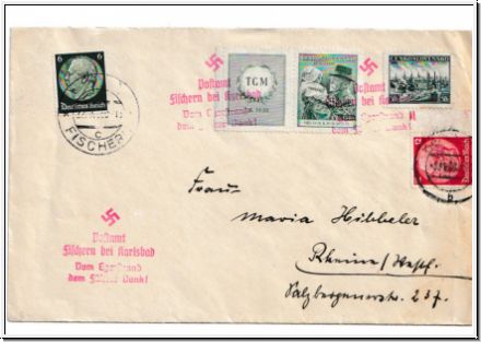 Schner Brief von Postamt Fischern bei Karlabad  (2403)