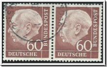 Heuss 60 Pf. waagerechtes Paar     (2207)