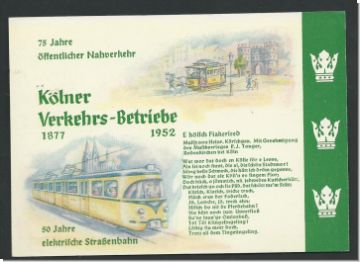 JUBILUMS-POSTKARTE  Klner Verkehrs-Betriebe 1952   (1039)
