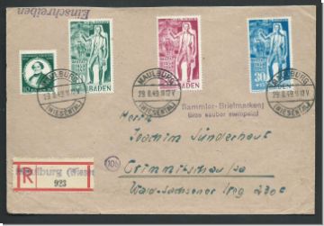 Franz. Zone Baden,  R-Brief geprft  (2344)