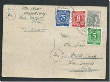 10fach -12 Pf. Arbeiter Postkarte   / Sammlerbeleg vom 21.6.48  Brief  (2389)