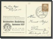 Privat Postkarte zur  Briefmarken-Ausstellung  Hannover 1937 (523)